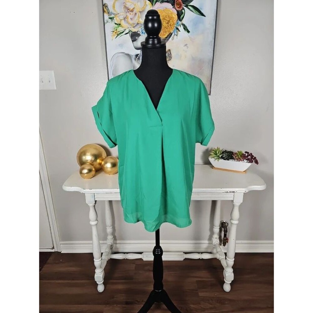 NWT Jess Lea Whitney Woven Green Blouse XL